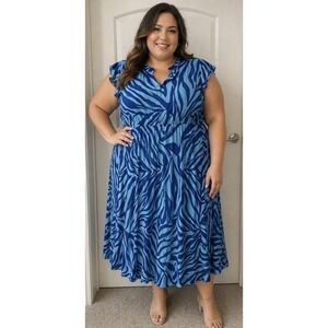 Love Is All Plus Size Dress 1x Blue Teal Brand New Doesn't Wrinkle NWT